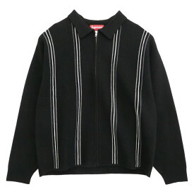 Supreme シュプリーム 25AW Stripe Zip Up Polo Sweater ストライプ ジップ アップ ポロ セーター ニット ブラック系 M メンズ【古着】【中古】
