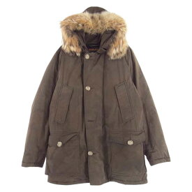 WOOLRICH ウールリッチ ダウンジャケット 1402066 ARCTIC PARKA アークティックパーカ カモフラ柄 コヨーテファー付 フーディダウン カーキ系 USA M メンズ【古着】【中古】