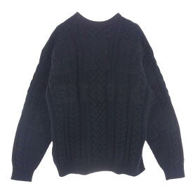 Supreme シュプリーム ニット 23AW Applique Cable Knit Sweater バックロゴ ワッペン ケーブル セーター ニット ブラック系 S メンズ【古着】【中古】