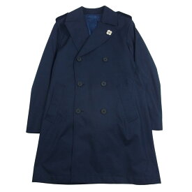 LARDINI ラルディーニ CA.1 ブートニエール付き Loro Piana ロロピアーナ社製生地 RAIN SYSTEM レインシステム トレンチコート ネイビー系 44 メンズ【古着】【中古】