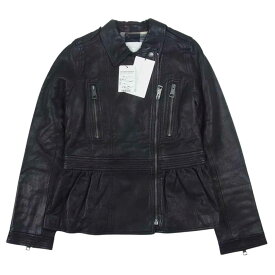 バーバリー チルドレン BURBERRY CHILDREN C8F13-653-09 ヨーク レザー ダブル ライダース 羊皮 ブラック系 140 【美品】 レディース【古着】【中古】