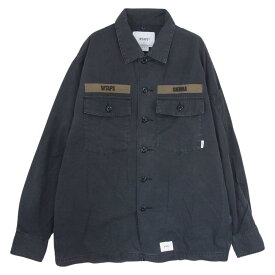 WTAPS ダブルタップス 長袖シャツ 19AW 192BRDT-SHM02 BUDS LS / SHIRT. COTTON. RIPSTOP リップストップ ミリタリー 長袖 シャツ ブラック系 1 メンズ【古着】【中古】