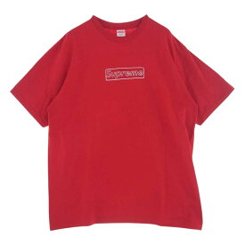 Supreme シュプリーム Tシャツ 21SS KAWS Chalk Logo Tee カウズチョークロゴ 半袖 Tシャツ レッド系 L メンズ【古着】【中古】