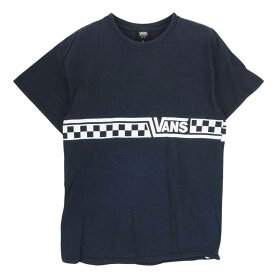 VANS バンズ ロゴ 半袖 Tシャツ カットソー 丸首 クルーネック ブラック系 M メンズ【古着】【中古】