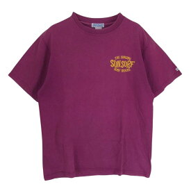 SUN SURF サンサーフ ロゴ プリント 丸首 クルーネック 半袖 Tシャツ エンジ系 M メンズ【古着】【中古】