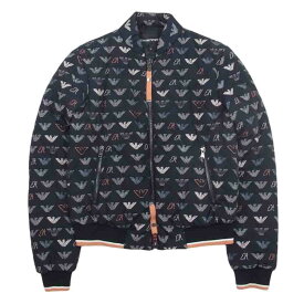 Emporio Armani エンポリオ・アルマーニ 6Z2B80 Bomber jacket 総柄 ロゴ キルティング ボンバー ジャケット ブルゾン ブラック系 38 レディース【古着】【中古】