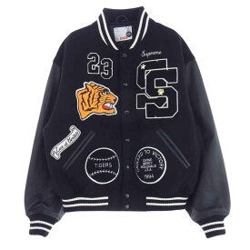 Supreme シュプリーム 23AW Tiger Varsity Jacket タイガー バーシティー ウール メルトン スタジャン スタジアムジャケット ブラック系 M 【美品】 メンズ【古着】【中古】