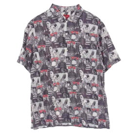 Supreme シュプリーム ダウンジャケット 23SS magazine s/s shirt マルチカラー 総柄 シャツ グレー系 M メンズ【古着】【中古】