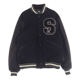 STANDARD CALIFORNIA スタンダードカリフォルニア ブルゾン SD Varsity Jacket 袖レザー バーシティ ジャケット ブラック系 L 【極上美品】 メンズ【古着】【中古】