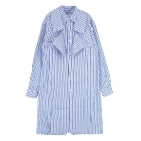 COMME des GARCONS コムデギャルソン SHIRT シャツ 20SS S28075 Striped Trench Shirt 二枚襟 ストライプ ロング トレンチ シャツ ブルー系 XS 【美品】 メンズ【古着】【中古】