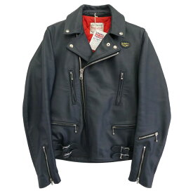 Lewis Leathers ルイスレザー 391T LIGHTNING TIGHT FIT ライトニング タイト フィット カウハイド ダブル ライダース ジャケット ブラック系 メンズ【古着】【中古】