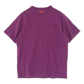 Supreme シュプリーム Tシャツ 21SS Laser Cut S Logo Pocket Tee レーザー カット Sロゴ ポケット 半袖 Tシャツ パープル系 M 【極上美品】 メンズ【古着】【中古】