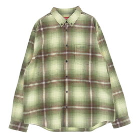 Supreme シュプリーム 長袖シャツ 23SS Shadow Plaid Flannel Shirt シャドウ プレイド フランネル チェック シャツ グリーン系 L 【極上美品】 メンズ【古着】【中古】