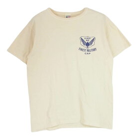 Buzz Rickson's バズリクソンズ FINEST MILITARY CAP ロゴ 半袖 Tシャツ オフホワイト系 M メンズ【古着】【中古】