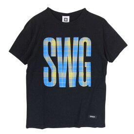SWAGGER スワッガー Tシャツ SWGT-2997 チェック SWG プリント 半袖 Tシャツ TEE ブラック系 L メンズ【古着】【中古】