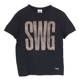 SWAGGER スワッガー Tシャツ SWGT-2976 ロゴ プリント Tシャツ 半袖 ブラック系 L メンズ【古着】【中古】
