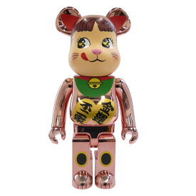 MEDICOM TOY メディコムトイ × 不二家 ミルキー FUJIYA BE@RBRICK 招き猫 金運 ダブル小判 ペコちゃん 桃金メッキ 1000% ベアブリック ピンクゴールド系 全高約700mm メンズ【中古】