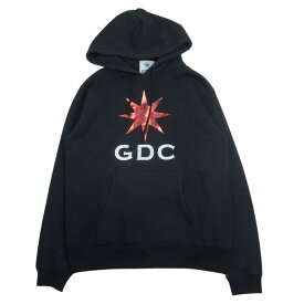 GDC ジーディーシー プリント フーディー スウェット パーカー ブラック系 M メンズ【古着】【中古】