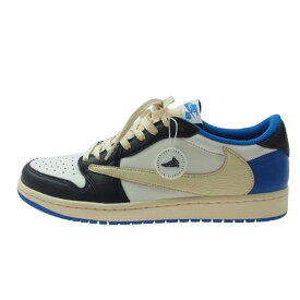 NIKE ナイキ DM7866-140 × Travis Scott トラヴィススコット × Fragment フラグメント エアジョーダン1 ロー OG SP ミリタリー ブルー スニーカー 28cm 【極上美品】 メンズ【中古】