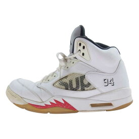 Supreme シュプリーム スニーカー 824371-101 Nike Air Jordan 5 Retro ナイキ エアジョーダン5 レトロ スニーカー ホワイト系 27.5cm メンズ【中古】