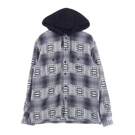 Supreme シュプリーム 長袖シャツ 20AW Hooded Shadow plaid Shirts フード付き ネル グレー系 S メンズ【古着】【中古】