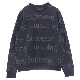 Supreme シュプリーム スウェット 18SS Jacquard Logo Crewneck ジャガード ロゴ クルーネック グレー系 S メンズ【古着】【中古】