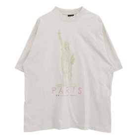 BALENCIAGA バレンシアガ 24AW 764235 TQVR9 PARIS LIBERTY ヴィンテージ加工 ダメージ加工 自由の女神 プリント 半袖 Tシャツ ピンク系 XL メンズ【古着】【中古】