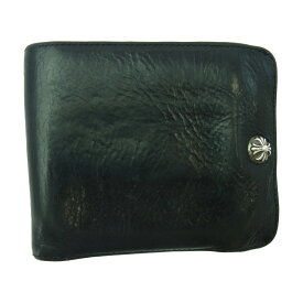 CHROME HEARTS クロムハーツ（原本無） 1SNAP 1スナップ クロスボール レザー ウォレット 二つ折り財布 ブラック系 メンズ【中古】