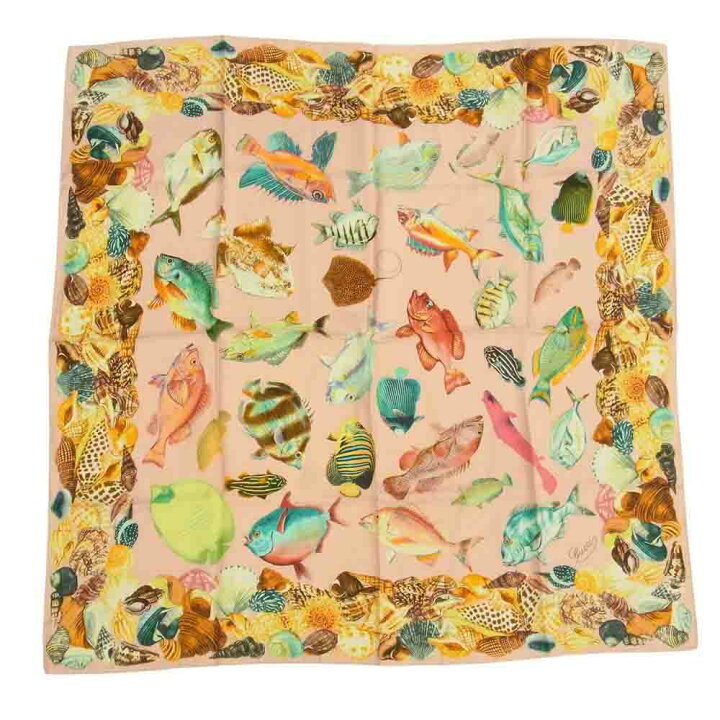 楽天市場】GUCCI グッチ シルク100% 魚 貝 フィッシュ スカーフ ピンク 