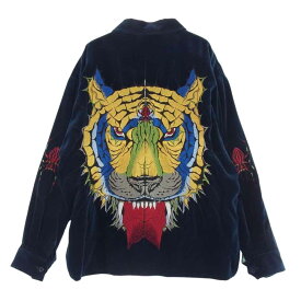 WACKO MARIA ワコマリア ジャケット WOLFSHEAD-WM-ML07 × WOLF’S HEAD VIETNAM JACKET ウルフズヘッド ベルベット ベトナム ジャケット 虎 ブルー系 M 【極上美品】 メンズ【古着】【中古】