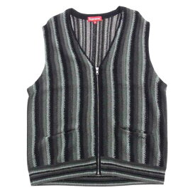 Supreme シュプリーム ベスト 21SS Stripe Sweater Vest ストライプ セーター ニット ジップ ベスト グレー系 M 【極上美品】 メンズ【古着】【中古】