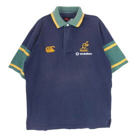 ポロシャツ オーストラリア代表 ワラビーズ 半袖 ラガーシャツ ネイビー系 S メンズ【古着】【中古】