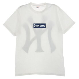 Supreme シュプリーム Tシャツ 15SS × New York Yankees Box Logo Tee ニューヨークヤンキース ボックスロゴ プリント 半袖 Tシャツ ホワイト系 M メンズ【古着】【中古】