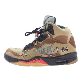 Supreme シュプリーム スニーカー 15AW 824371-201 × Nike Air Jordan 5 Retro Desert Camo ナイキ エアジョーダン5 レトロ デザート カモ スニーカー マルチカラー系 27.5cm メンズ【中古】