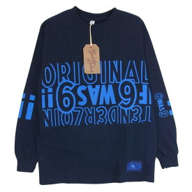 TENDERLOIN テンダーロイン 22SS LONG SLEEVE TEE 3A ロゴ プリント 長袖 Tシャツ ネイビー系 M 【極上美品】 メンズ【古着】【中古】