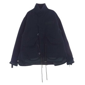 Sacai サカイ ブルゾン 22AW 22-02884M Wool Melton Blouson ウール メルトン ブルゾン フルジップ レイヤード ジャケット ダークネイビー系 3 メンズ【古着】【中古】