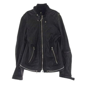 LOVELESS ラブレス レザージャケット RMP80-503-09 ラムレザー シングル フルジップ ジップアップ ライダース ジャケット ブラック系 M メンズ【古着】【中古】