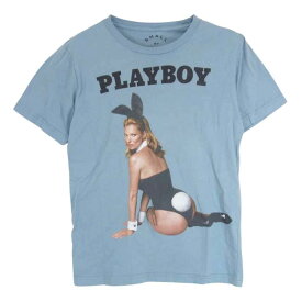 MARC JACOBS マークジェイコブス × Playboy プレイボーイ ガール プリント 半袖 Tシャツ ライトブルー系 S メンズ【古着】【中古】