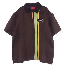 Supreme シュプリーム その他トップス 22SS Satin Zip Up Work Shirt サテン ジップ アップ ワークシャツ　 ブラウン系 L 【新古品】【未使用】 メンズ【古着】【中古】