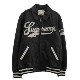 Supreme シュプリーム 16SS ワングラム期 Uptown Studded Leather Varsity Jacket スタッズ ロゴデザイン レザー ジップ バーシティ ジャケット ブラック系 M メンズ【古着】【中古】