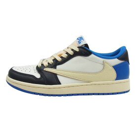 NIKE ナイキ DM7866-140 【フェイクバスター鑑定済】TRAVIS SCOTT FRAGMENT DESIGN AIR JORDAN 1 LOW OG SP トラヴィススコット フラグメント エアジョーダン1 ローカットスニーカー ホワイト系 ブルー系 24.5cm レディース【中古】