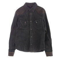 ザフラットヘッド THE FLAT HEAD 黒 馬革レザー ウェスタンシャツ