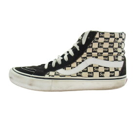 Supreme シュプリーム × VANS 16AW VN0A38Z3JLW Checker Logo Sk8-Hi チェッカー ロゴ スケート ハイカットスニーカー ブラック系 ホワイト系 27cm メンズ【中古】