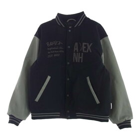 A BATHING APE アベイシングエイプ 1K73-141-904 × NEIGHBORHOOD ネイバーフッド Varsity Jacket バーシティジャケット スタジャン ブラック系 XL 【美品】 メンズ【古着】【中古】
