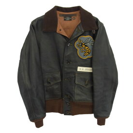 TOY'S McCOY トイズマッコイ TMJ0006 TYPE A-1 43rd PURSUTT SQUADRON パースーツ スコードロン ミリタリー レザー フライト ジャケット シリアルNOあり 36 ダークブラウン系 ブラウン系 36 【美品】 メンズ【古着】【中古】