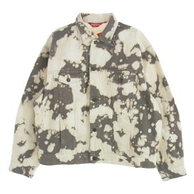Supreme シュプリーム 25SS Denim Trucker Jacket Bleached ブリーチ加工 デニム トラッカー ジャケット ホワイト系 グレー系 L 【美品】 メンズ【古着】【中古】