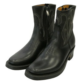 ROLLING DUB TRIO ローリングダブトリオ RDT-R18 LORO ZIP サイドジップ ウェスタン ブーツ BOX CALF × GOAT ブラック系 24.5cm【新古品】【未使用】 メンズ【中古】