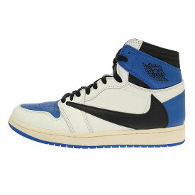NIKE ナイキ DH3227-105 【フェイクバスターズ鑑定済】× Travis Scottトラヴィススコット × fragment design フラグメントデザイン Air Jordan 1 Retro High OG SP Military Blue エアジョーダン1 レトロ ハイ ハイカット スニーカー 27cm メンズ【中古】
