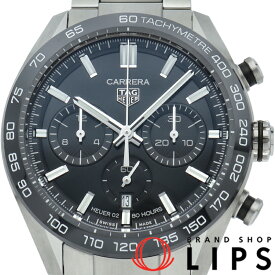 【中古】【箱 保証書 1駒】 タグ・ホイヤー カレラ キャリバーホイヤー02 スポーツ クロノグラフ Carrera Calibre 02 Sports Chronograph CBN2A1B.BA0643 SS メンズ時計 ブラック