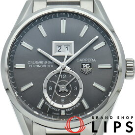 【中古】【箱 保証書】 タグ・ホイヤー カレラ グランドデイト GMT キャリバー8 Carrera Grande Date GMT Calibre 8 WAR5012.BA0723 SS メンズ時計 グレー